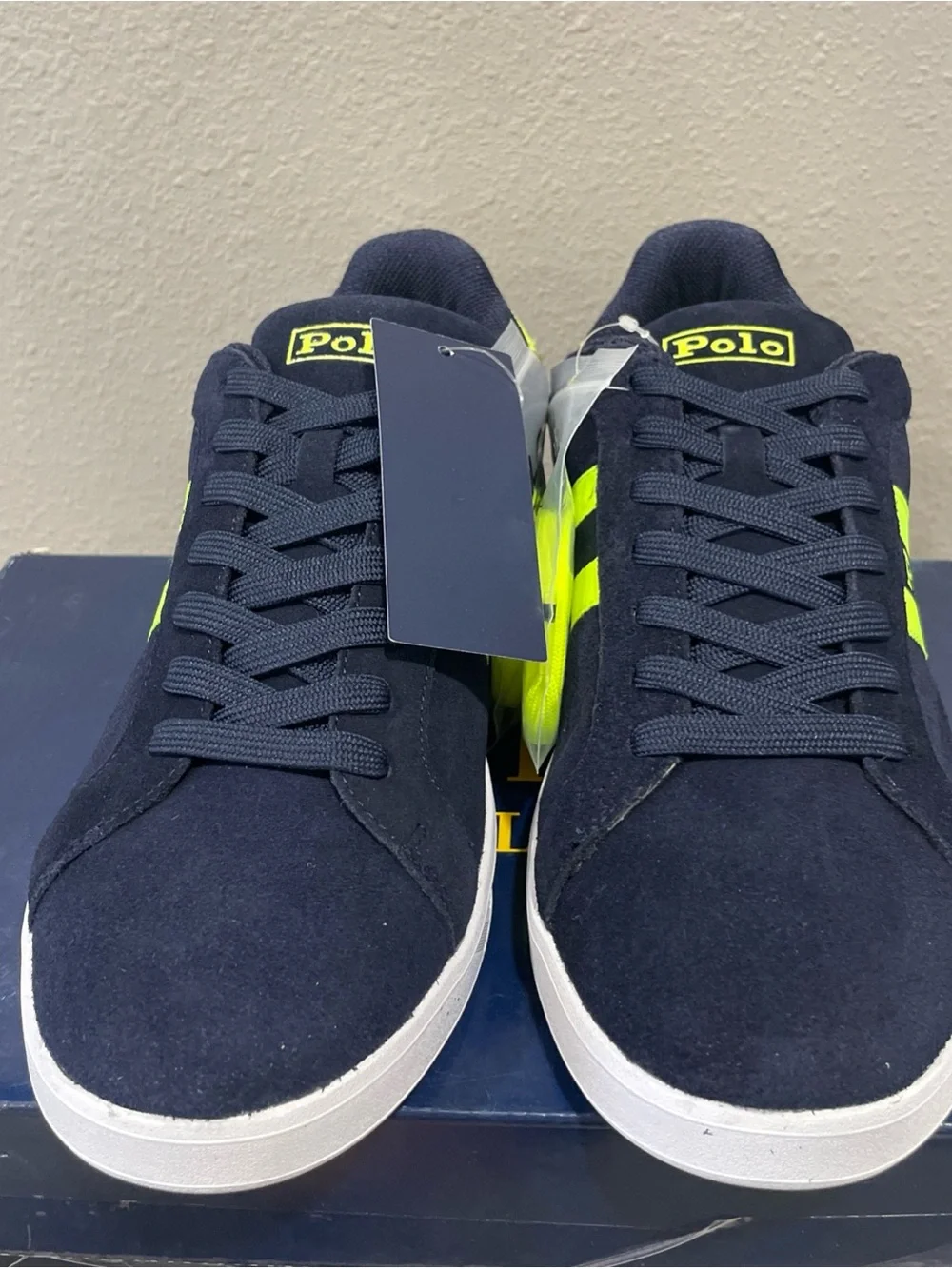 Polo by Ralph Lauren Navy with Neon Yellow Accent Low-Top Sneaker